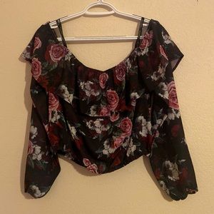 G by Guess Off the Shoulder Strapless Floral Top